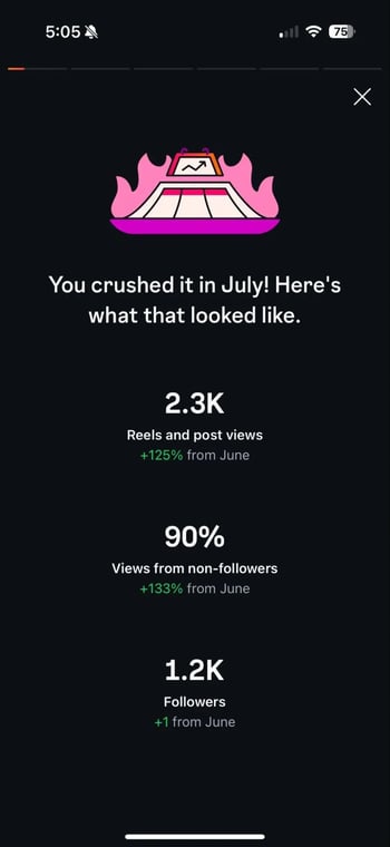 instagram insights has a monthly recap tool